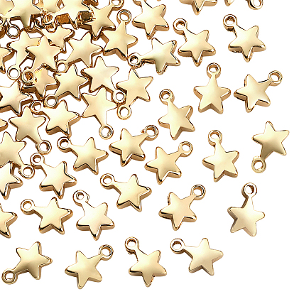 60шт. долговечные позолоченные латунные подвески, без никеля , звезда