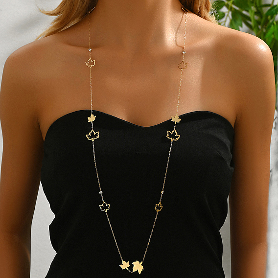 201 Длинные цепочные ожерелья из нержавеющей стали с геометрическим узором для женщин, Универсальный и элегантный