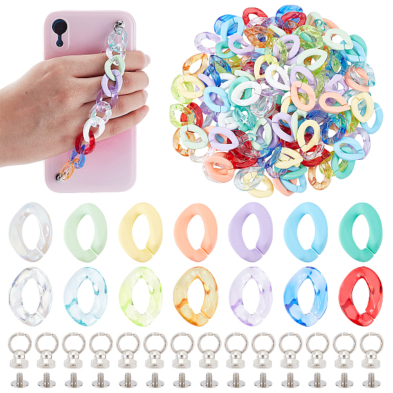 Наборы для изготовления браслетов из цепочек-панцирей своими руками, включая акриловые соединительные кольца, латунная гайка и железные винты