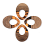 Resin & Walnut Wood Pendants, Teardrop, Orange