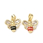 Латунные микро проложить кубического циркония подвески, прелести пчел, Эмаль стиле, реальный 18 k позолоченный