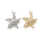 Латунные микропаве прозрачные кубические циркониевые подвески, прелести морская звезда, стойки покрытие, долговечный, без свинца и без кадмия