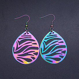 201 Stainless Steel Dangle Earrings, Teardrop