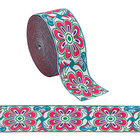 Ethnic Style Polyester Trim, Polyester Ribbon For Sewing Decoration, Flower Pattern