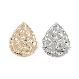 Brass Micro Pave Clear Cubic Zirconia Pendants, Teardrop