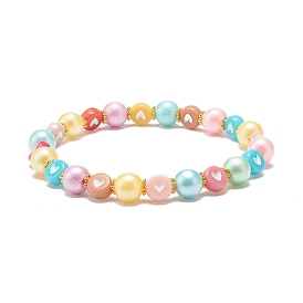 Acrylic Beaded Stretch Bracelet with Heart for Women