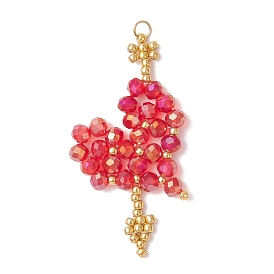 Стеклянные подвески, сердце со стрелой, с 304 нержавеющей сталью и бисером Toho, граненые