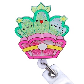 Катушка для значков из акрила и АБС-пластика с эффектом зыбучих песков со стразами, выдвижной держатель для бейджа