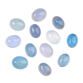 Кабошоны из натурального голубого агата, окрашенная и подогревом, овальные