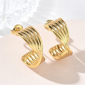 304 серьги-гвоздики из нержавеющей стали для женщин, твист, серьги-кольца, ионное покрытие (ip)