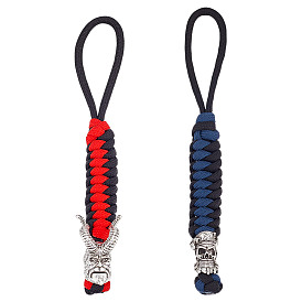 2 шт. 2 стили подвески ручной работы из нейлонового парашютного шнура для мужчин, с бусинами из сплава для аксессуаров edc