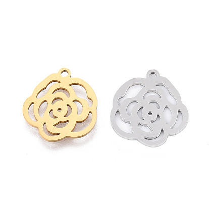 201 подвески из нержавеющей стали, прелести цветка розы, лазерная резка