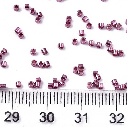 11/0 Grade A Glass Seed Beads, Cylinder, Uniform Seed Bead Size, Metallic Colours