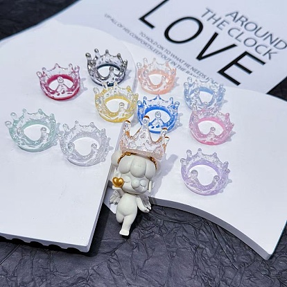 Светящиеся кабошоны из прозрачной смолы, корона, с блеском порошок, светится в темноте