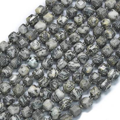 Натуральный камень-карта / камень пикассо / нити из бисера пикассо, с бисером, граненый стол, вырезанный куб