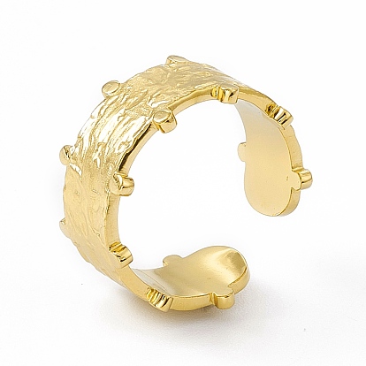 Ion Plating(IP) 304 Stainless Steel Cuff Ring for Women, Wide Band Open Rings