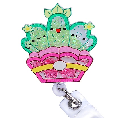 Катушка для значков из акрила и АБС-пластика с эффектом зыбучих песков со стразами, выдвижной держатель для бейджа