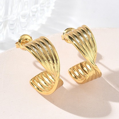 304 серьги-гвоздики из нержавеющей стали для женщин, твист, серьги-кольца, ионное покрытие (ip)