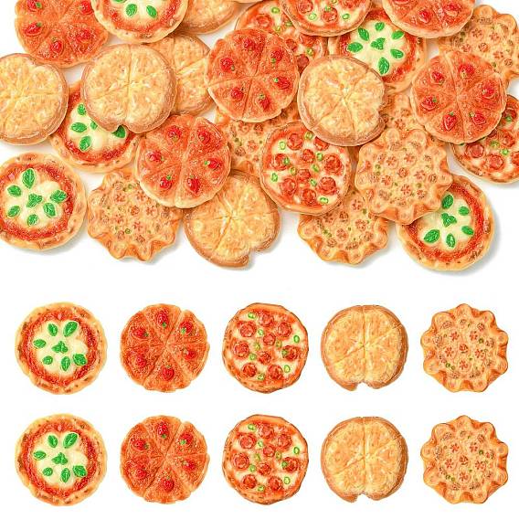30Pcs 5 Styles Resin Imitation Pizza, Simulation Food, Pretending Prop Decorations