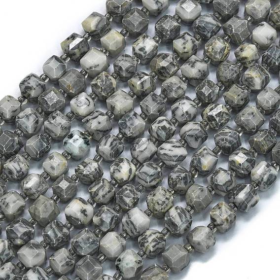 Натуральный камень-карта / камень пикассо / нити из бисера пикассо, с бисером, граненый стол, вырезанный куб