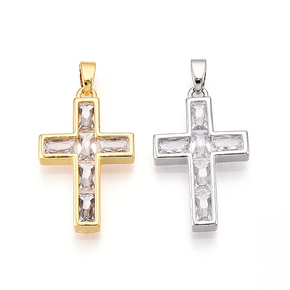 Латунные микро проложить кубического циркония подвески, без кадмия и без свинца, крест прелести