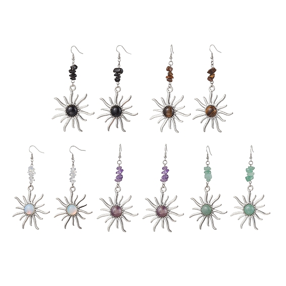 Драгоценный камень болтаются серьги, с 304 крючками для сережек из нержавеющей стали и фурнитурой из сплава, солнце