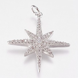 Латунные микро проложить кубического циркония подвески, звезда