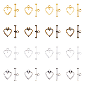 200 шт. 4 цвета, застежки из сплава в тибетском стиле, без кадмия и без свинца, сердце