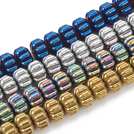 Electroplate Non-magnetic Synthetic Hematite Corrugated Beads Strands, Nickel Free & Lead Free, Nickel Free & Lead Free, Pumpkin