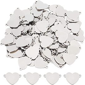 100Pcs 304 Stainless Steel Link Connectors, Nickel Free, Heart