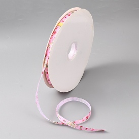 Gedruckte Polyester Ripsband, Blumenmuster, für DIY-Bastel-Nähzubehör