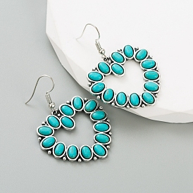 Synthetic Turquoise Dangle Earring, for Women, Heart