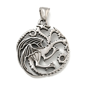 316 Surgical Stainless Steel Pendants, Flying Dragon Charm