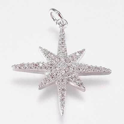 Латунные микро проложить кубического циркония подвески, звезда