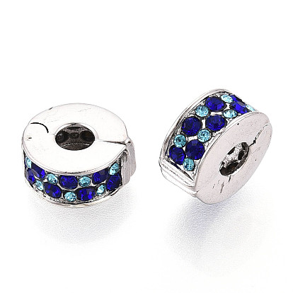 Европейские бусины, сплав, стразы , бусины с большим отверстием, плоско-круглые