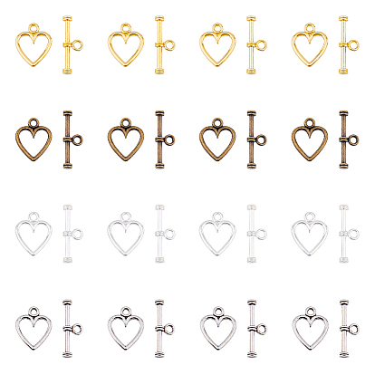 200 шт. 4 цвета, застежки из сплава в тибетском стиле, без кадмия и без свинца, сердце