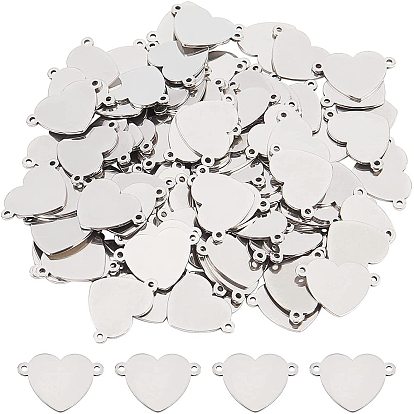 100Pcs 304 Stainless Steel Link Connectors, Nickel Free, Heart