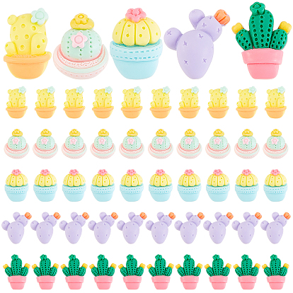 60 шт 5 стиль непрозрачные кабошоны из смолы, кактус