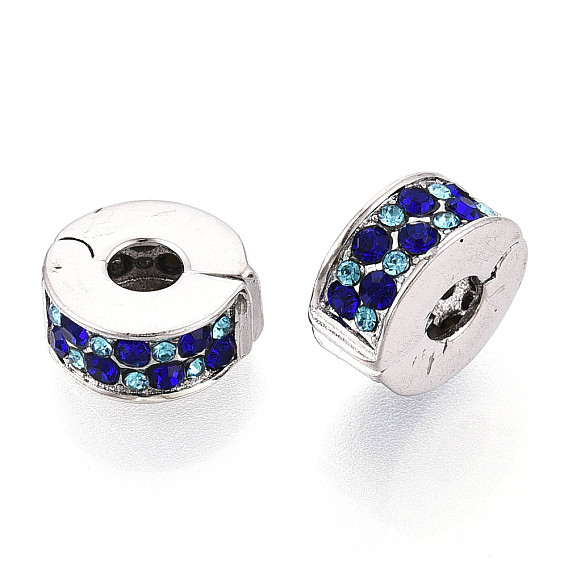 Европейские бусины, сплав, стразы , бусины с большим отверстием, плоско-круглые