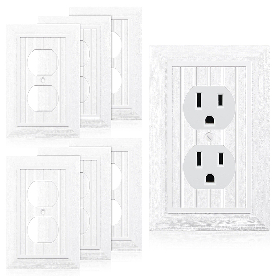 Plastic Receptacle Outlet Wall Plate, Duplex Electrical Outlet Cover, with Screw, Rectangle