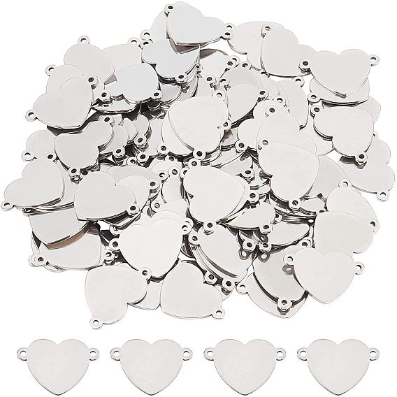 100Pcs 304 Stainless Steel Link Connectors, Nickel Free, Heart