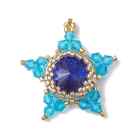 Подвески из стекла и бисера, плетеные, звезда