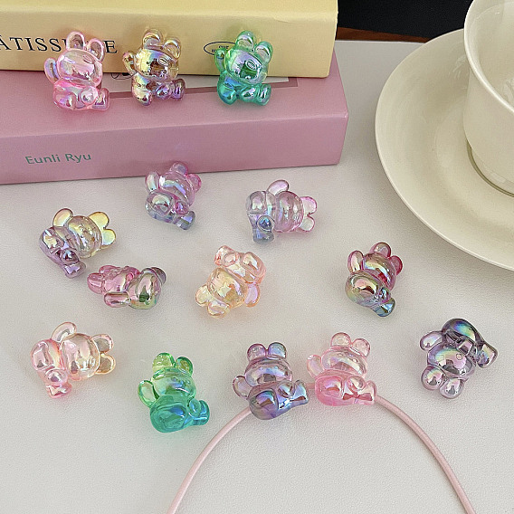 Уф-покрытие прозрачные акриловые бусины, радужный, кролик, градиент цвета