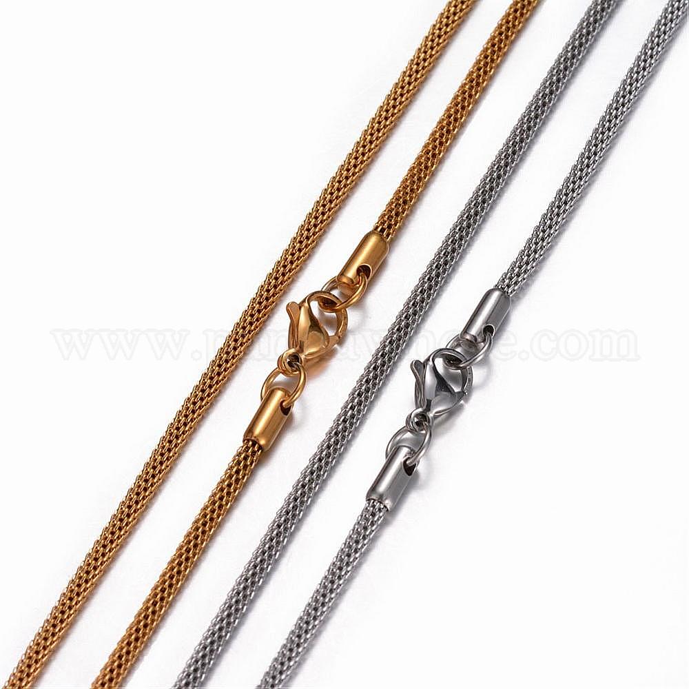 China Factory 201 Stainless Steel Mesh Chain Necklaces, with Lobster ...