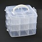 Plastic Bead Containers, Rectangle, Three Layers, A Total of 18 Compartments, 155x160x130mm, Compartment: 48x71~51x72mm