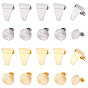 24Pcs Flat Round & Trapezoid 304 Stainless Steel Stud Earring Findings, with Loop