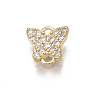 Brass Micro Pave Cubic Zirconia Links, Nickel Free, Real 18K Gold Plated, Butterfly, Clear