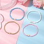 4Pcs Glass Beaded Stretch Bracelets for Women, with Heart Synthetic Hematite Beads