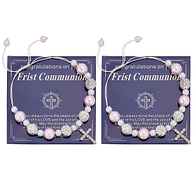 Браслеты с подвесками в виде крестов из сплава и страз, Браслеты из полимерной глины с бусинами и стразами, плетеные из бисера, для женщин., с открытки