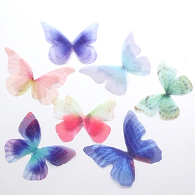Atificial Craft Chiffon 2 Layer Butterfly Wing, Handmade Organza 3D Butterfly Wings, Gradient Color, Ornament Accessories